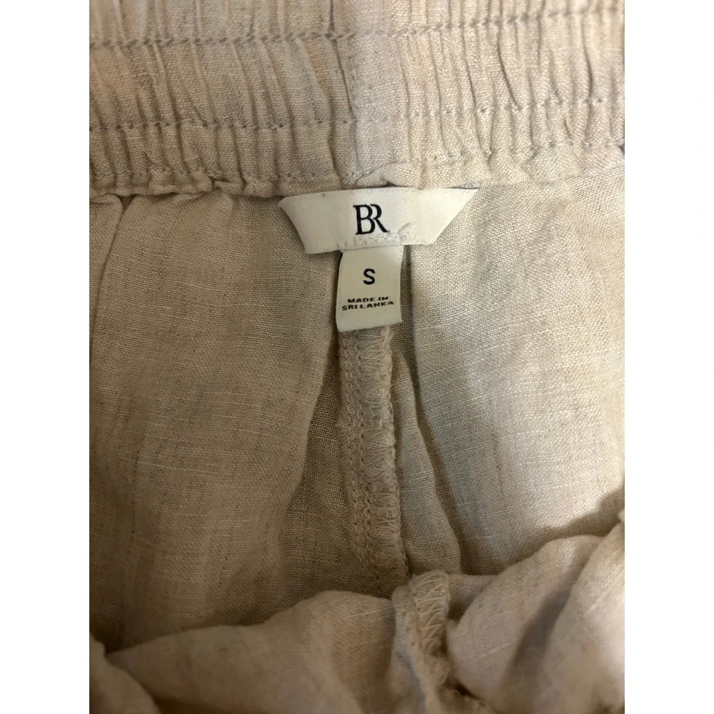 Banana Republic Beige Linen Straight Leg Drawstring Pants. Women's Size Small.